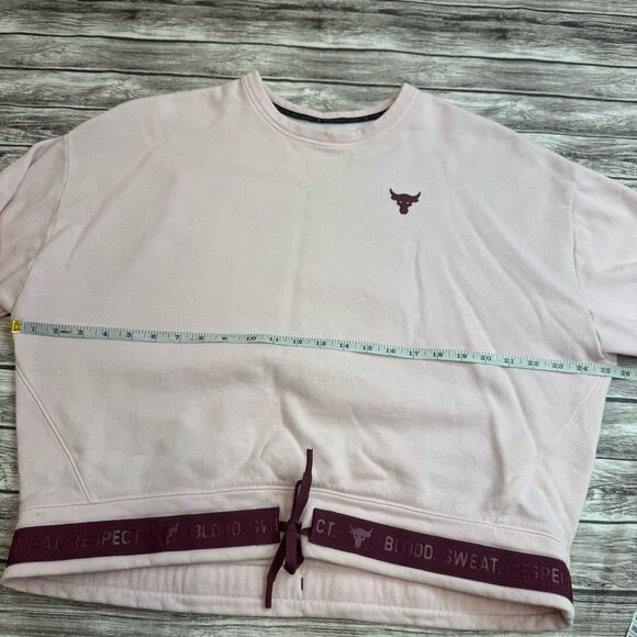 Under Armour Womens Charged Pullover Sweatshirt Pink Maroon L LG Large Tie Waist - Picture 9 of 13